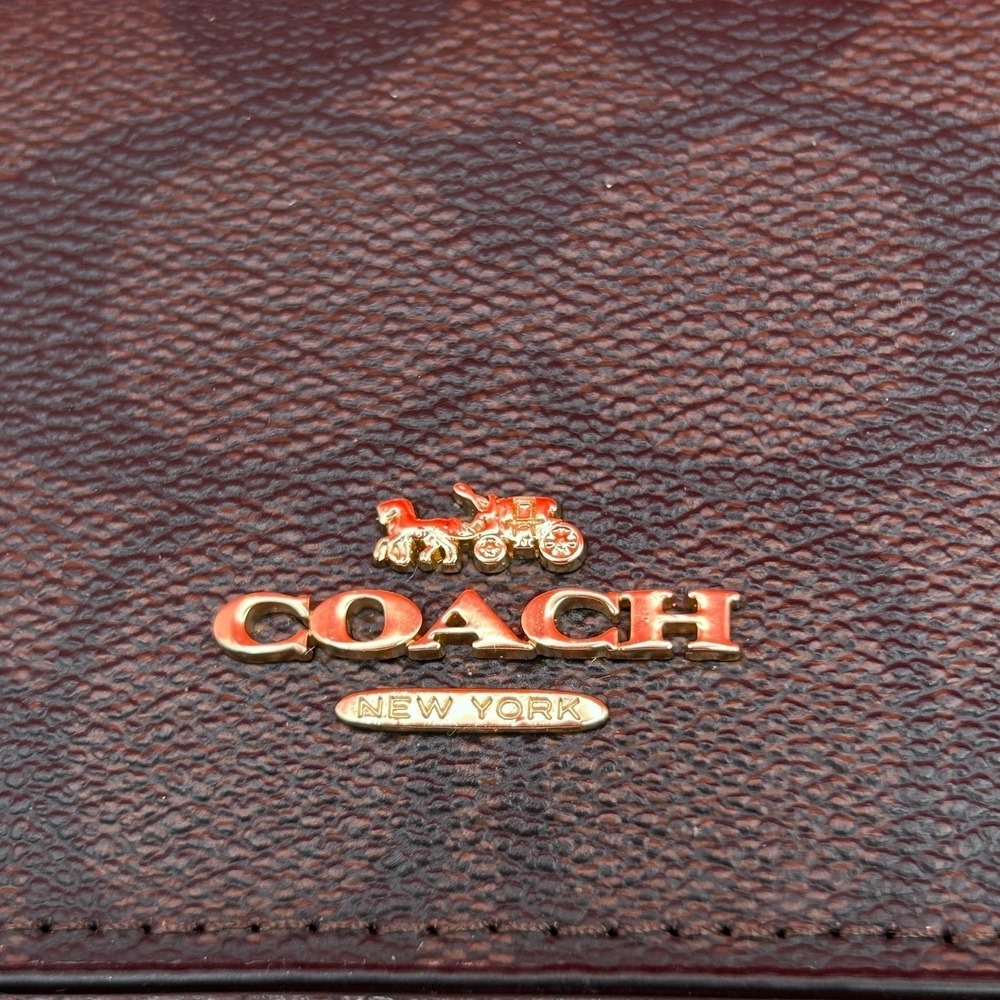 Coach Mini Chain on a Wallet Signature Canvas & Leather Crossbody Bag - Picture 11 of 12
